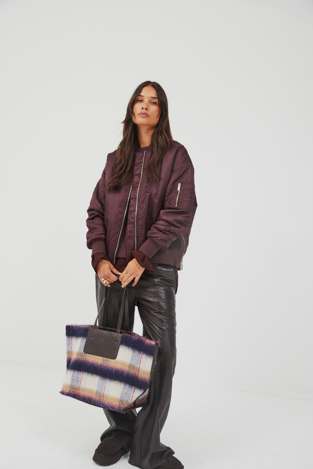 Soft Check skuldertaske - Navy Blazer